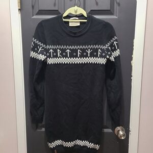 Black and White Cable Knit Mini Sweater Dress